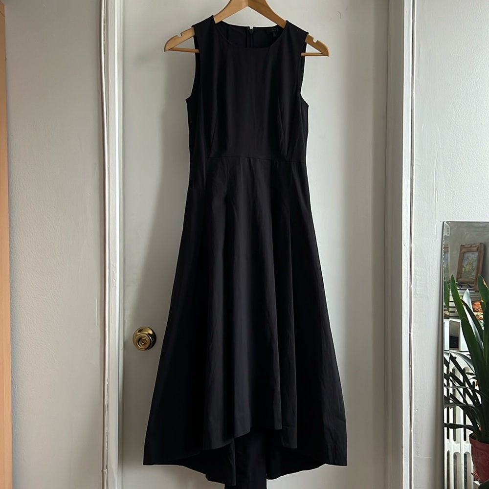 COS high low hem cotton dress, black, size 2